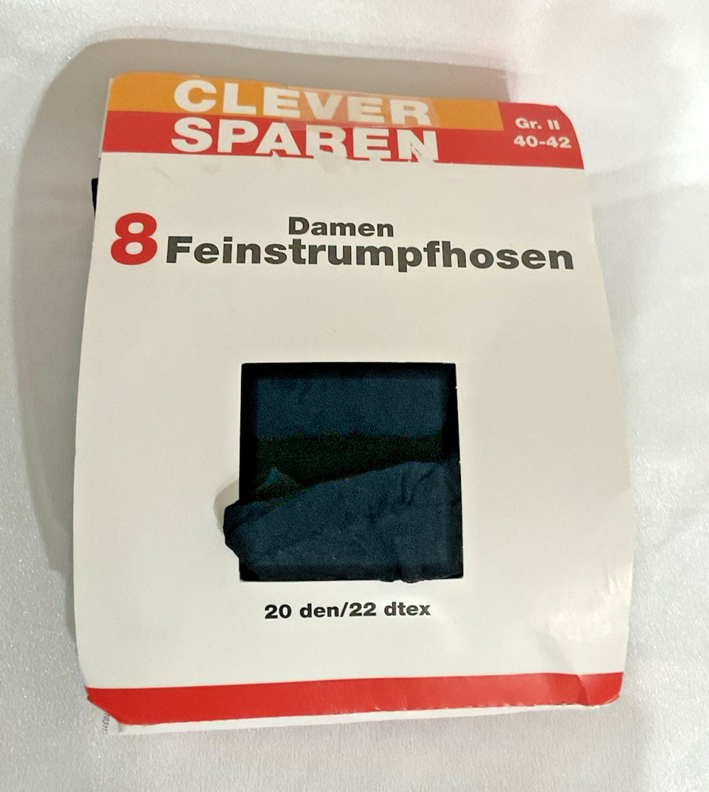 Vintage Clever Sparen Women's Pantyhose 8 Pack Black 20 Den Size II 40-42 Italy